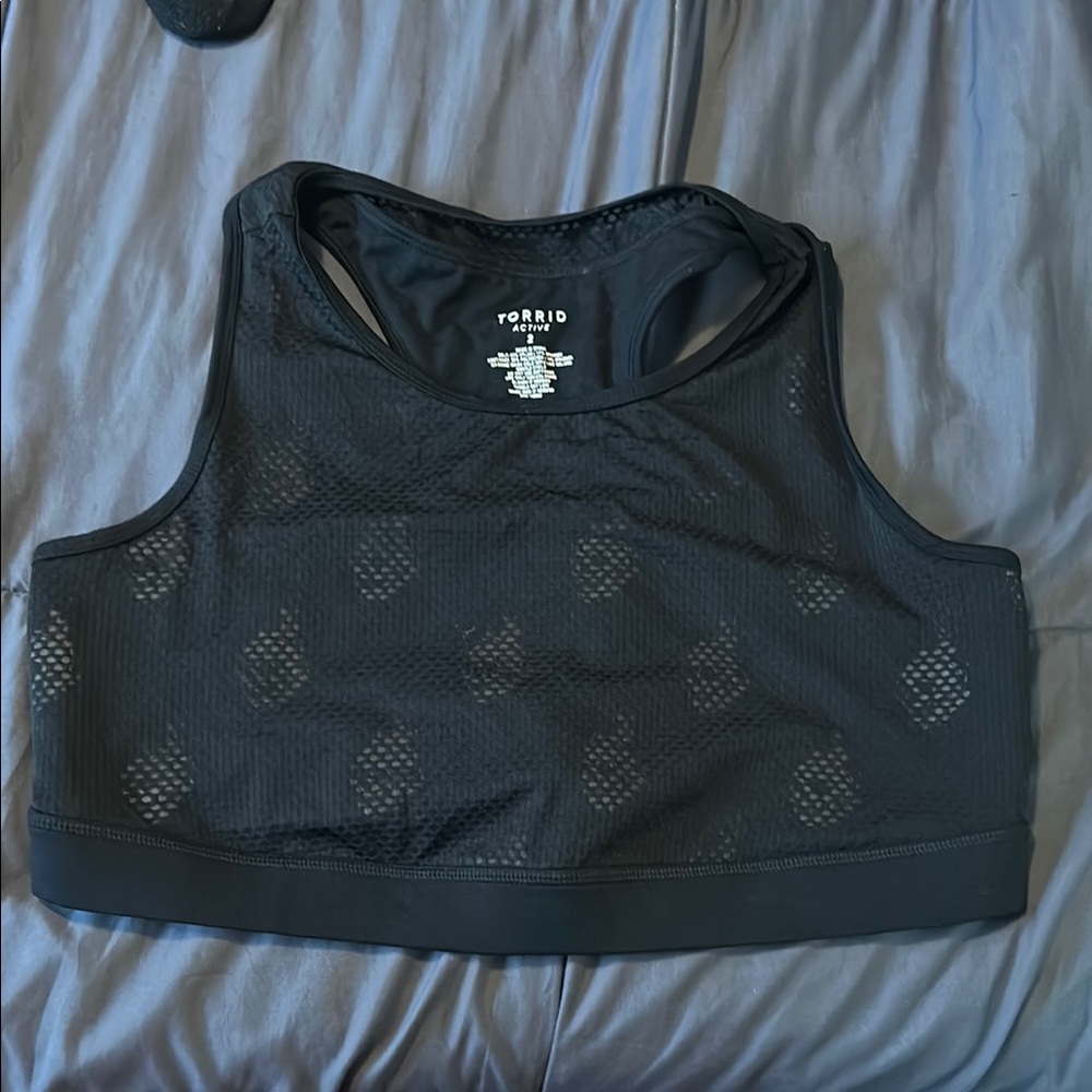 Torrid Plus Size 2 2X Flaming Skulls Mesh Overlay Sports Bra